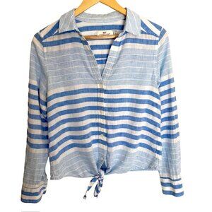Vineyard Vines Stripe Tie Front Linen Blend Shirt 4